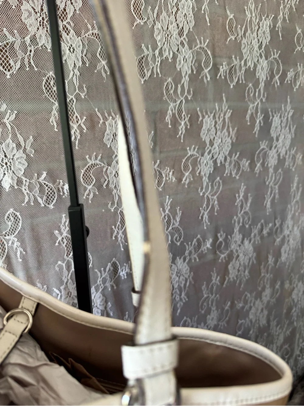 Coach Pink and Tan Leather Tote with White Trim